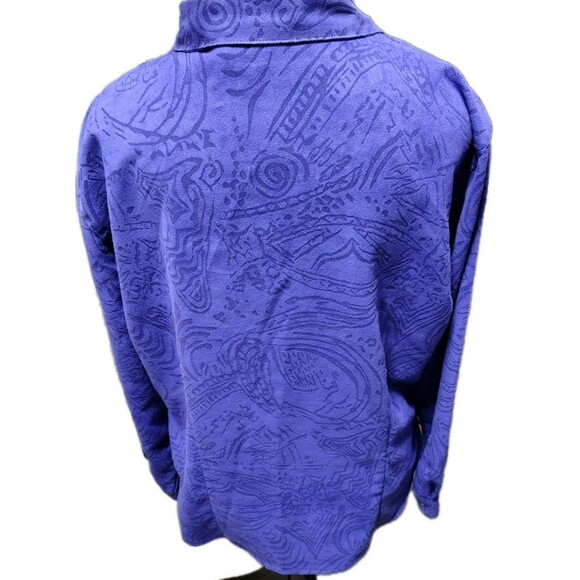 Chico's Zip Blouse Size 2 US L Long Sleeve Pocket Collar - Picture 4 of 6